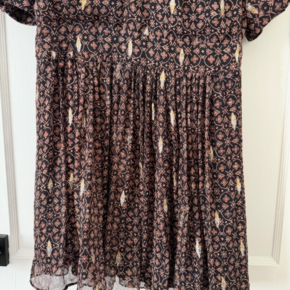 ba&sh Madrid Brown and Gold Silk Mini Dress Size 2 (US 6) Boho French Girl Flowy - Picture 9 of 12